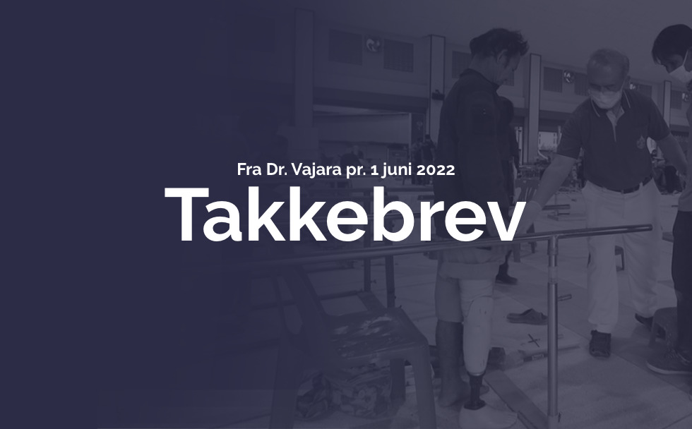 Takkebrev fra Dr. Vajara pr. juni 2022